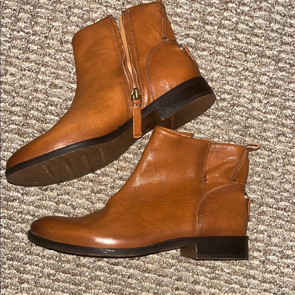 Franco Sarto Tan Ankle Boots with Side Zipper